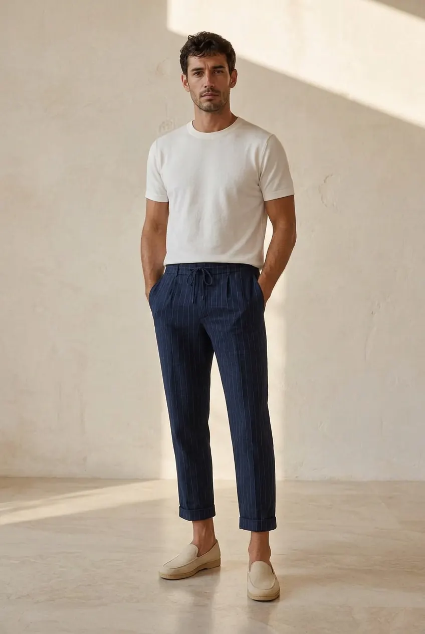 Cropped Linen Trousers — image 2